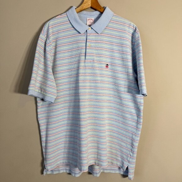 Brooks Brothers 346 Striped Polo Shirt Men's XL Blue Original Fit Pastel Preppy - Picture 4 of 11